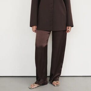DISSH Chocolate Brown Women's satin pant